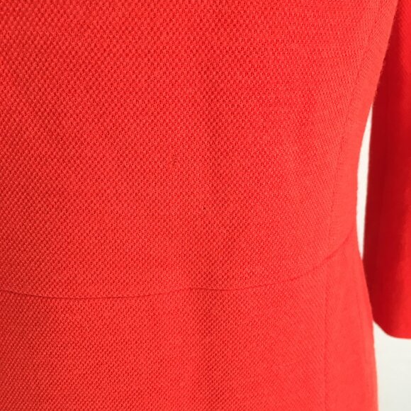 SANDRO Red/Orange Wool Blend Gold Zip Shoulder 3/4 Sleeve Sheath Shift Dress - Picture 11 of 16